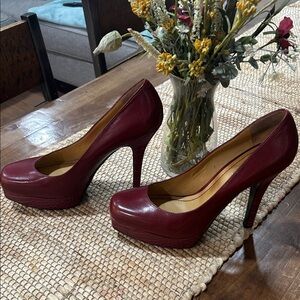 Nine West Women's Burgundy Platform Stilettos